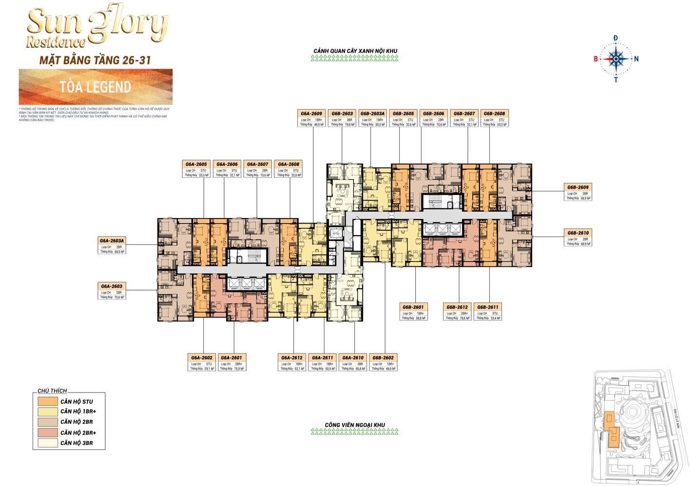 Mặt bằng tầng 26–31 tòa Legend Sun Glory
