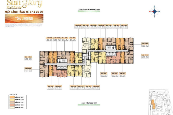 Sun Glory tòa Legend cập nhật mặt bằng mới: chính thức có căn hộ 3 phòng ngủ