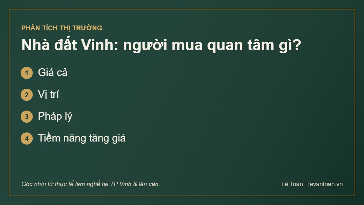 Thị trường nhà đất Vinh – người mua quan tâm gì – Lê Toàn